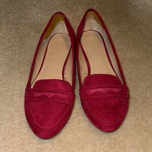 Zara Burgundy Women's Suede Loafers